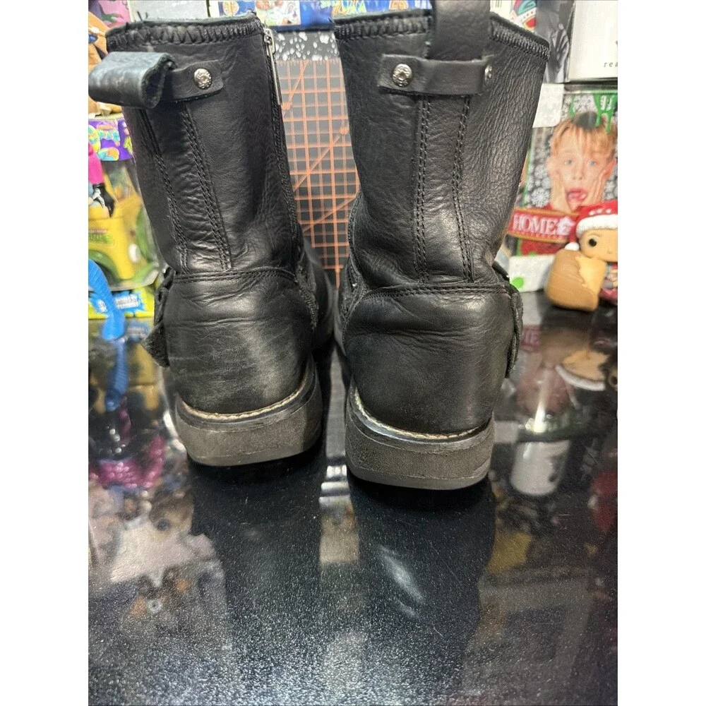 Harley Davidson D93511 Black Leather Engineer Boots Men’s 11.5M Side Zip